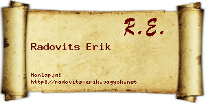 Radovits Erik névjegykártya